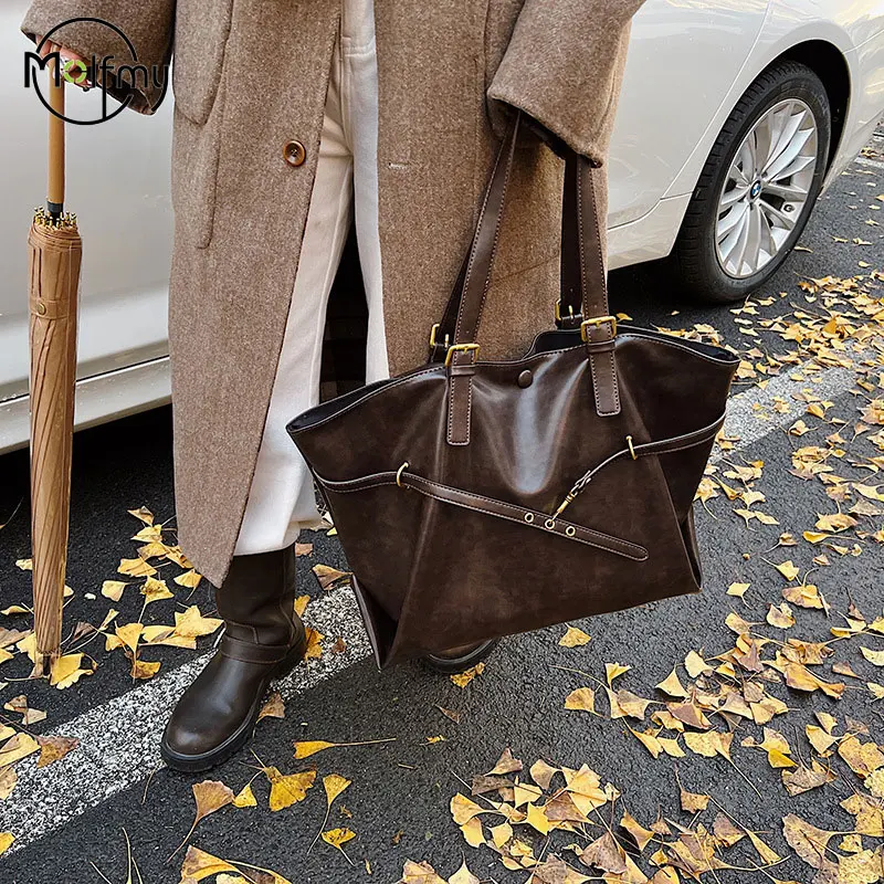 Sac fourre-tout rétro en cuir PU pour femmes, sac à bandoulière tendance d'hiver Y2K, sacs à main de mode, fourre-tout de voyage de luxe