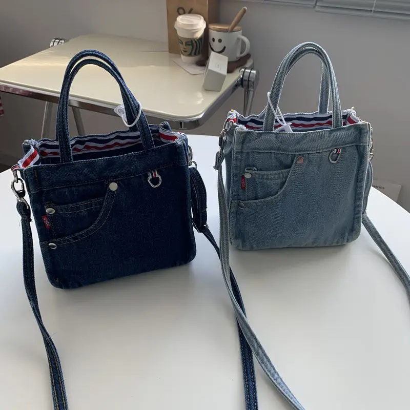 sac à main en denim pour femme et fille, sacoche en toile souple décontractée, style de rue