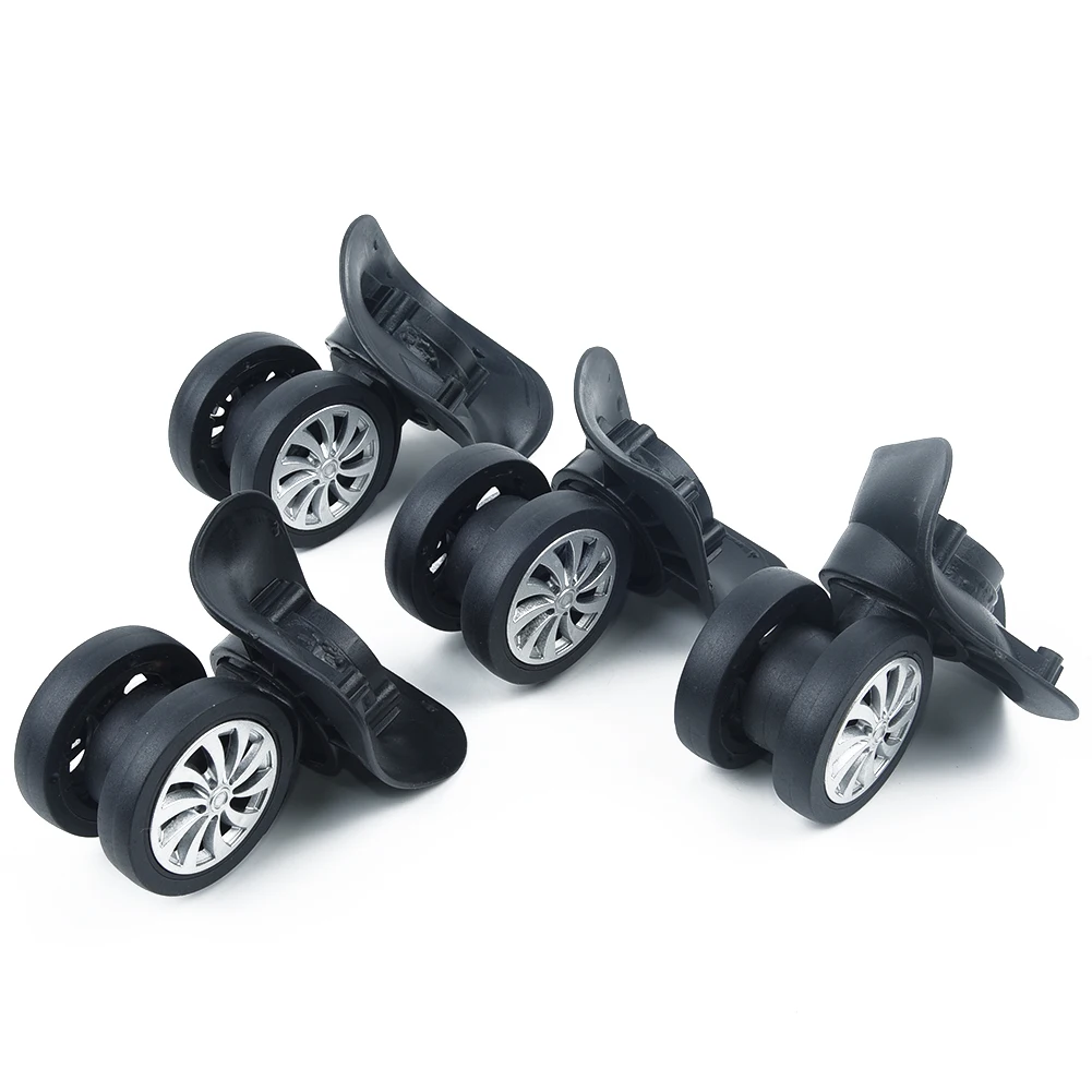 ensemble de 4 roues à double rouleau noires, roues de rechange pour valise à bagages, adaptées au bricolage, adaptées aux sacs et aux coques de chariot
