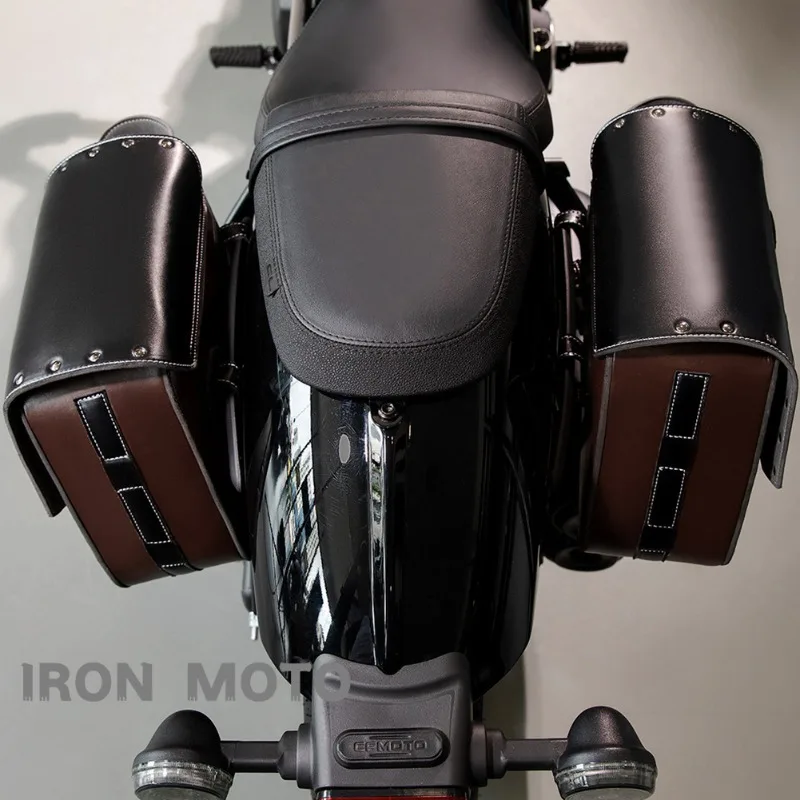 une paire de sacoches de moto rétro marron en cuir pu, sacoches latérales, sac de selle de motocycliste, accessoires de moto