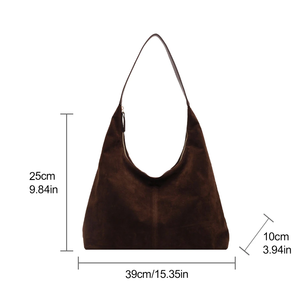 sac hobo en daim vintage pour femmes, sac à bandoulière rétro, couleur unie, simple, décontracté, ample, sac de banlieue, automne et hiver