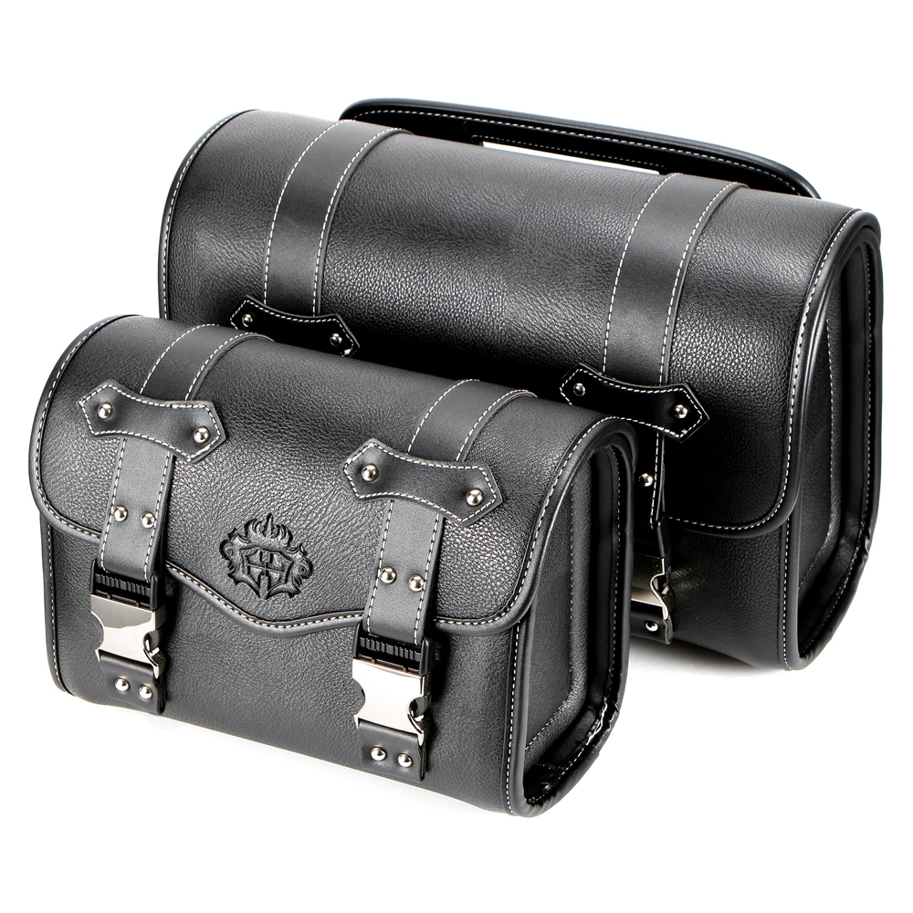 Sacoches de moto universelles, sac de fourche, pochette de bagage en cuir PU, sac à outils latéral, sac de selle pour Honda pour Bmw pour Suzuki