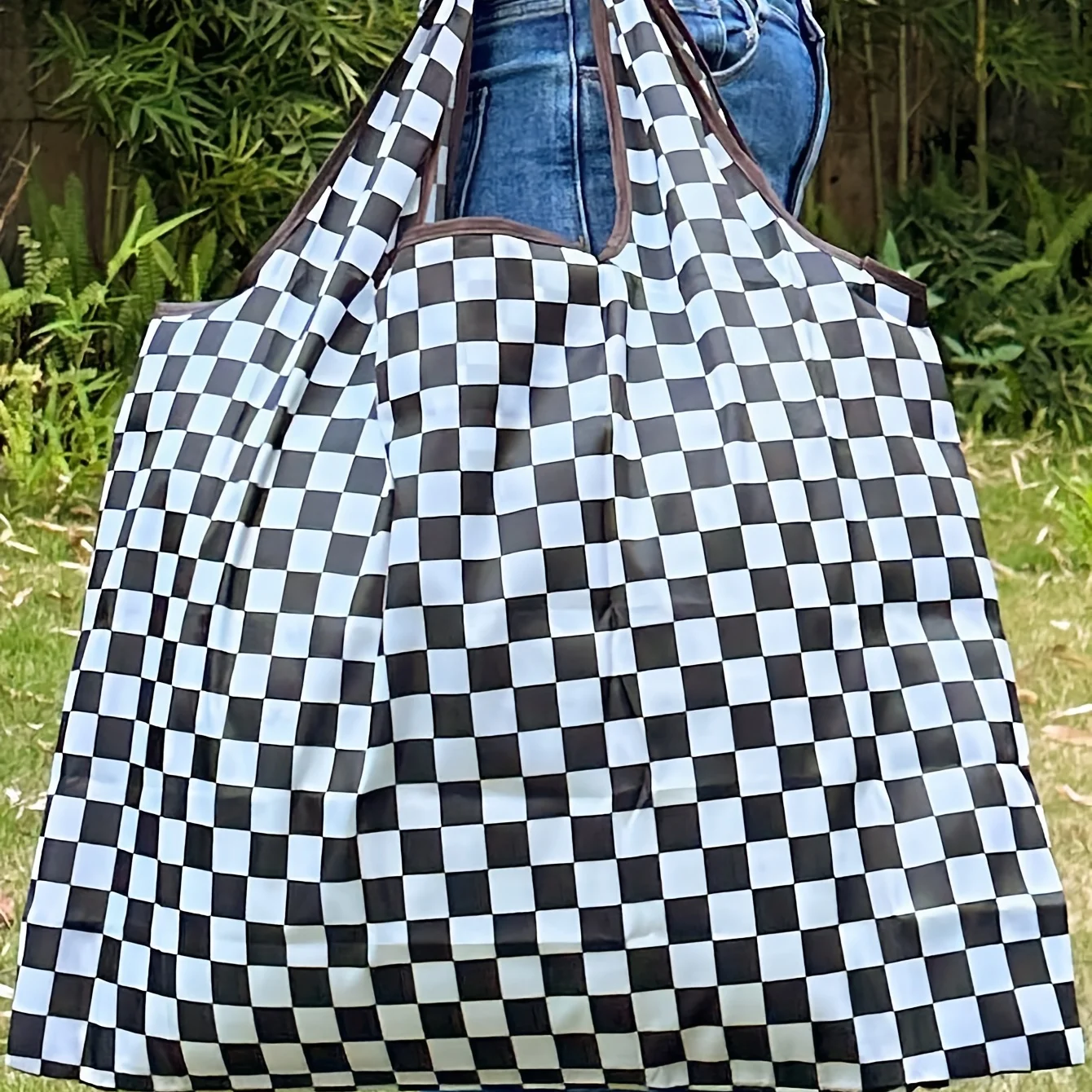 Sac à bagages de grande capacité avec fermeture éclair, sac de courses léger et écologique, motif imprimé, cartable pliable d'extérieur, sac à bagages de voyage de Style Camping