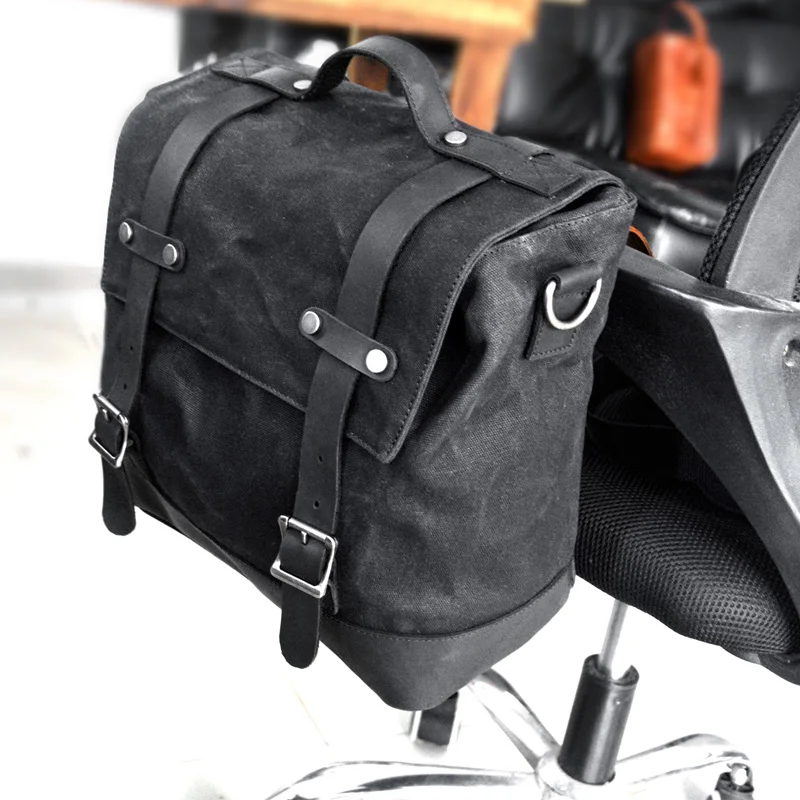 sac de bagage étanche pour moto, sacoche de dégager de vélo, sacoche arrière rétro vintage pour hurbike, toile cirée, sacoche latérale pour homme