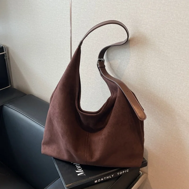 Sac à bandoulière en daim pour femmes avec fermeture éclair, sacs Hobo de grande capacité, sac à main ample, sac de voyage de banlieue, sacs à main et sacs à main