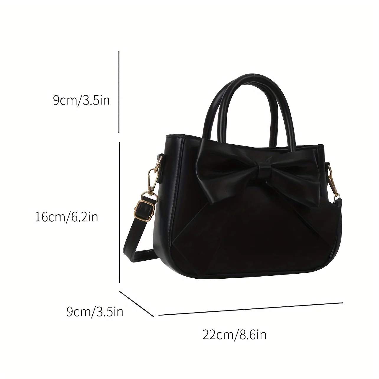 sac à main élégant à nœud noir avec quincaillerie dorée, sangle amovible. polyvalent pour un usage quotidien et les événements formels. mode indispensable! boutique maintenant!