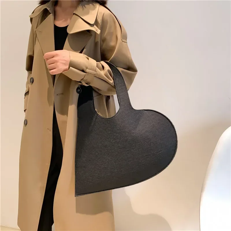 grand sac à main tendance pour femmes, sacs à main de styliste d'amour, fourre tout de luxe en feutre, sacs à bandoulière pour dames