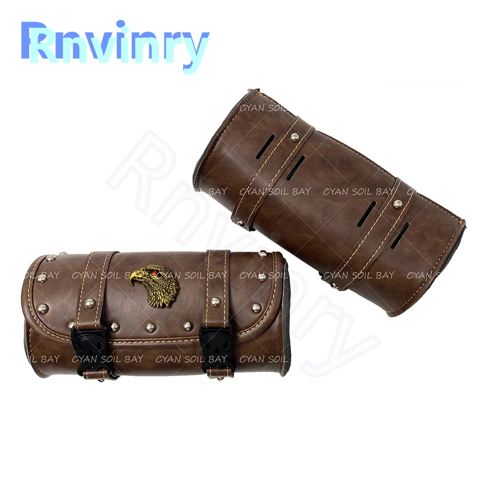 sacs de selle de moto en cuir rétro, sac arrière d'outil avant et arrière pour harley, sacs à bagages universels en pu, pochettes