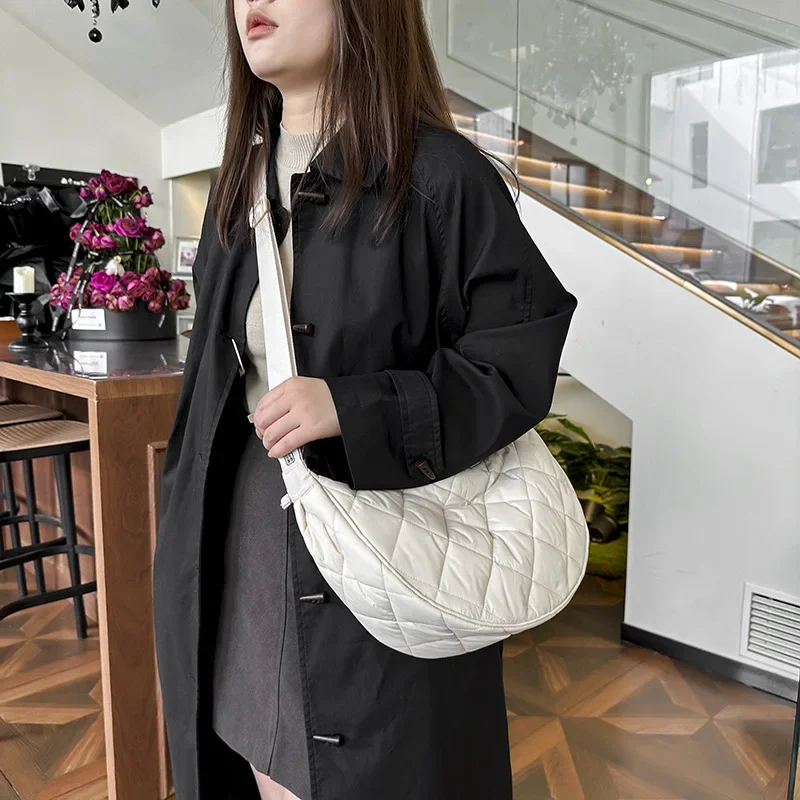 sacs hobos à carreaux matelassés pour femmes, sac à bandoulière pour dames, sacs à main en nylon pour femmes, sac à main de grande capacité, voyage, shopping