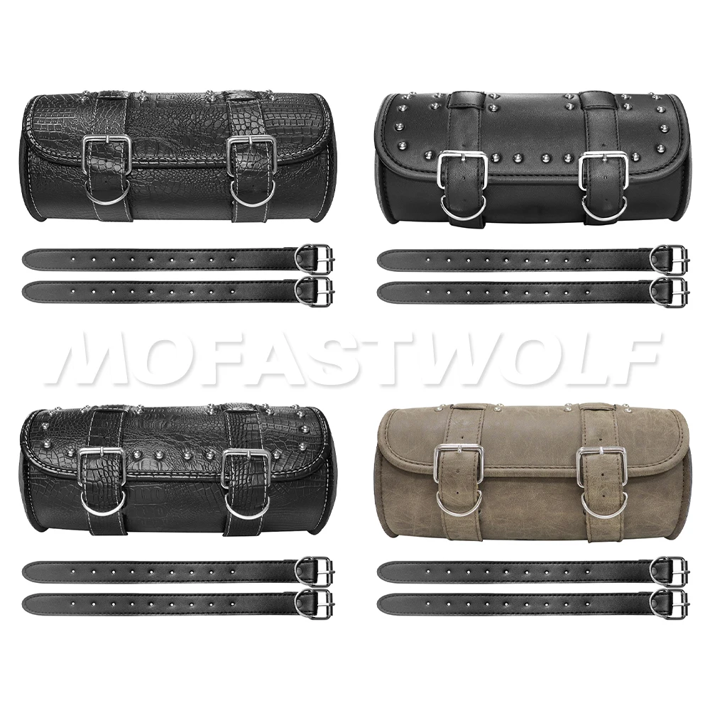 sac de selle étanche en cuir pu, rangement de bagages multifonctionnel, barre de guidon de moto, sac suspendu de selle avant, accessoires