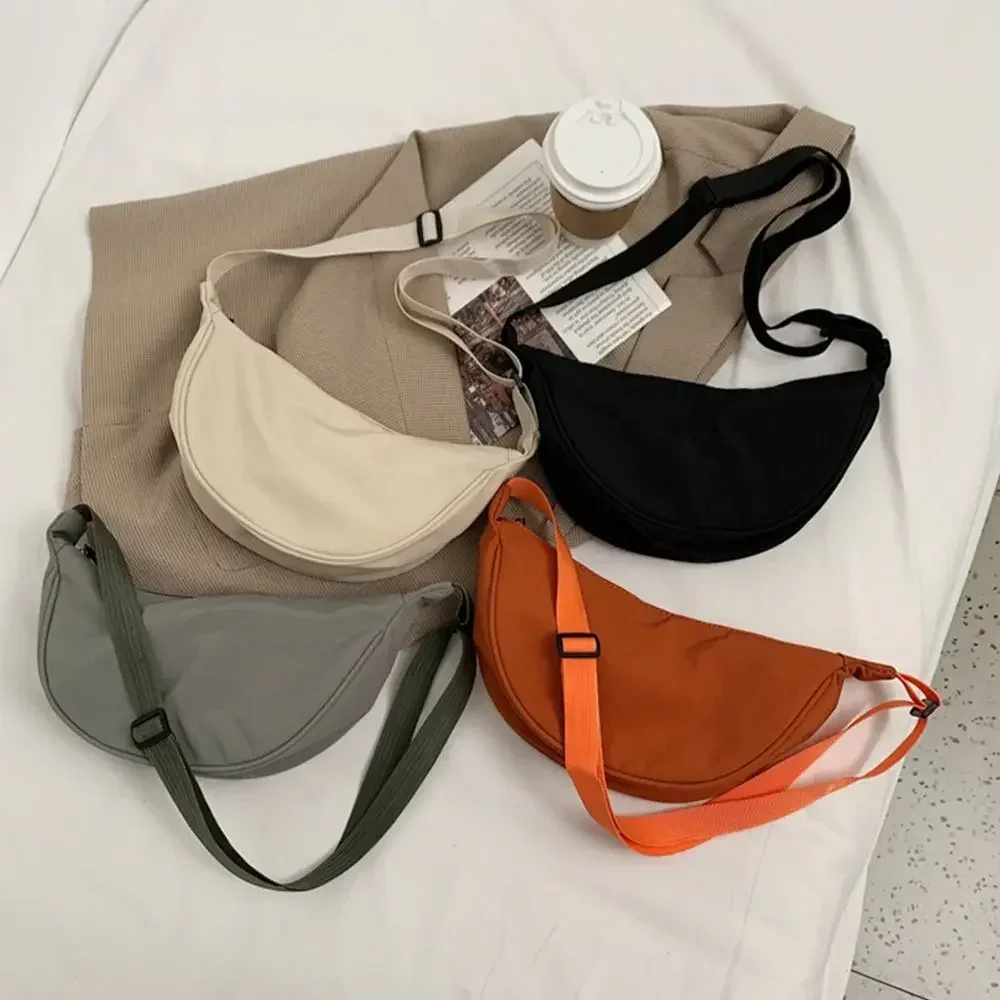 sac à bandoulière en nylon orange pour femmes, sac de poitrine hobos portable et décontraé, sac sous les bras pour étudiants