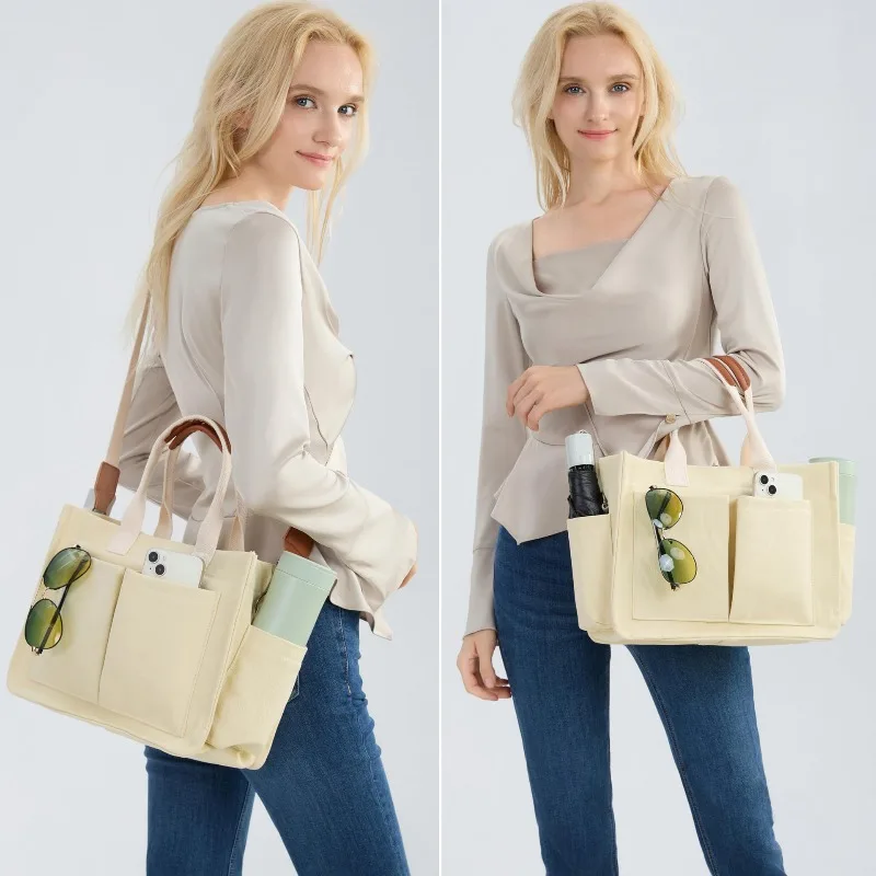sac fourre tout pour femmes avec compartiments grands fourre tout en toile sac à main pour femme sacs à bandoulière travail ordinateur portable livre sac sacs à main à bandoulière