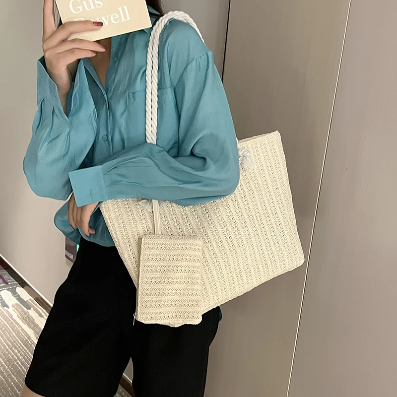sacs à main de styliste pour femmes, fourre tout en paille de grande capacité, sac de plage d'été décontracté bali, grand sac à main