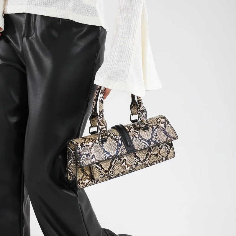 2025 mode nouvelle offre spéciale motif serpent pu baguette sacs à main popularité personnalité polyvalent femmes sacs à bandoulière et à bandoulière