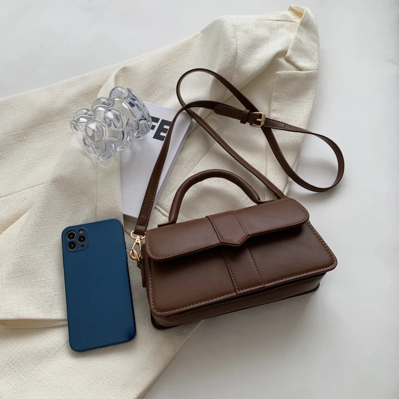 sac à main en cuir pu pour femme, sac à bandoulière, sac sous les bras vintage, cartable carré, noir, mode initiée