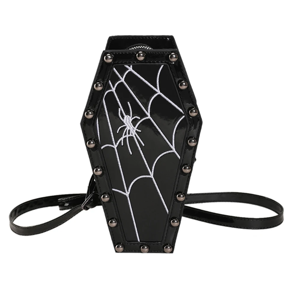 femmes cercueil sacoche sac à main dessin animé gothique sac à bandoulière en cuir pu araignée pochette à bandoulière sac cartable décontracté halloween sac à bonbons