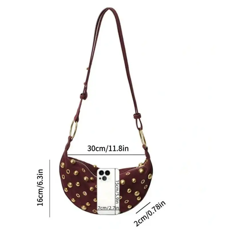 sac à bandoulière en daim pour femmes, sac à main hobo avec bandoulière, sac à main végétalien en forme de croissant de lune, nouvelle collection automne hiver 2025