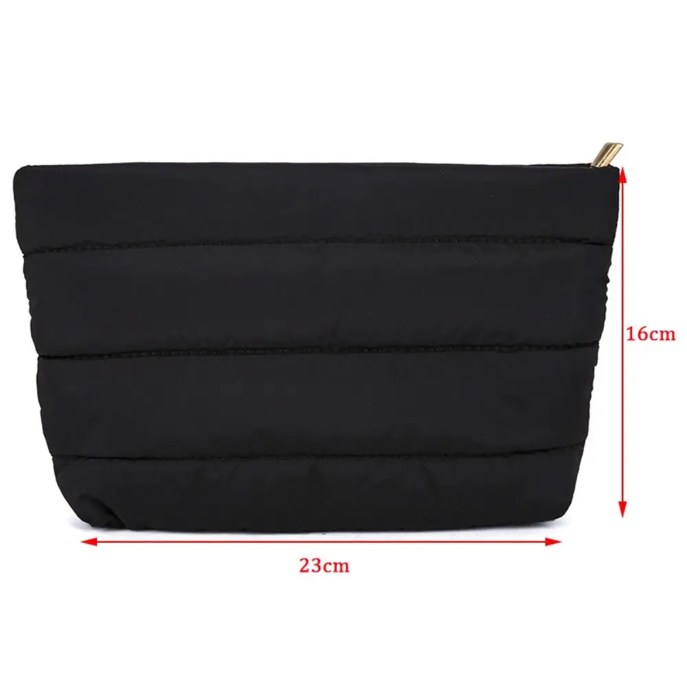 trousse de maquillage matelassée décontractée, couleur unie, grande capacité, trousse de toilette de voyage, fermeture éclair, gonflée, rembourrée, sac de rangement de cosmétiques pour femmes
