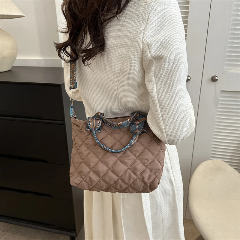 sac à main matelassé en coton pour femme, sac fourre tout matelassé, sac à bandoulière rembourré, large lancé par la ceinture