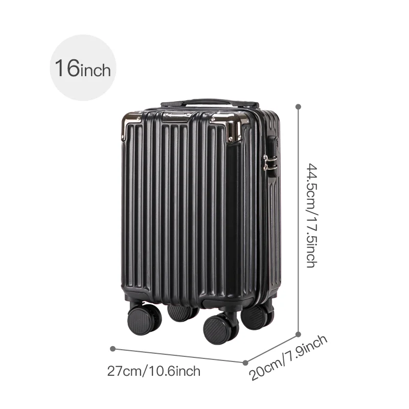 boîte à bagages à main de 16 pouces, petite valise à main pour femmes et hommes, valise de voyage courte distance, roues pivotantes légères