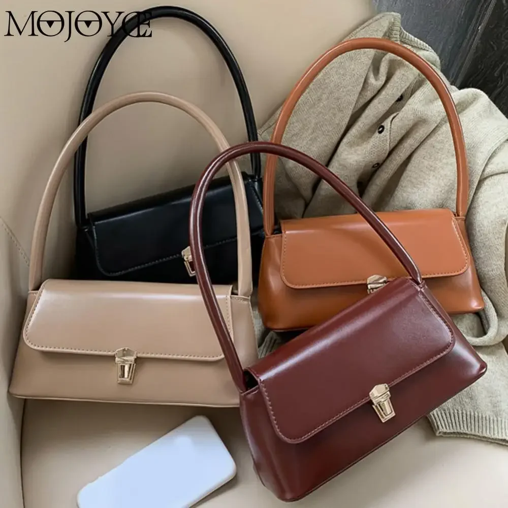 sac fourre-tout rétro en cuir pu pour femme, sac sous les bras chimvintage, portable, décontracté, solide, document, poignée simple, sacs à main de créateur