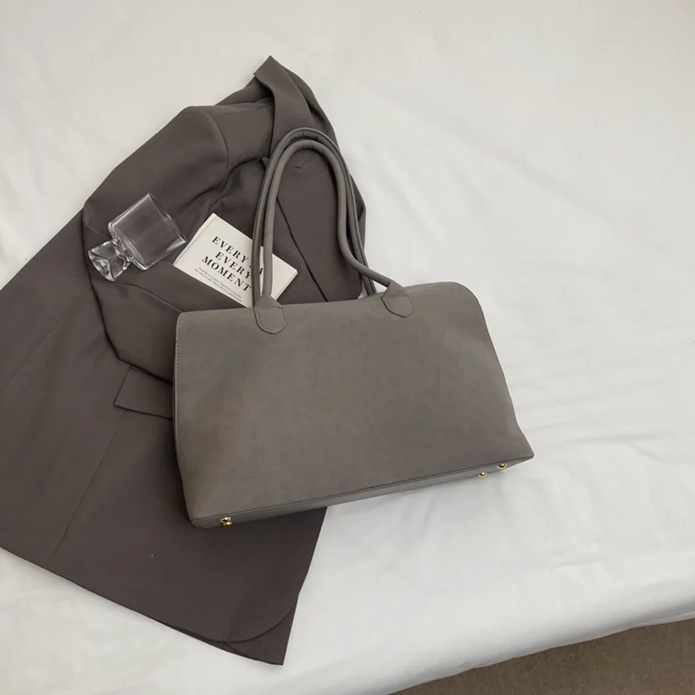 sac à bandoulière pour femmes et hommes avec poche intérieure, sac à main rétro en daim de couleur unie, sac sous les bras, sacoche de travail et de voyage