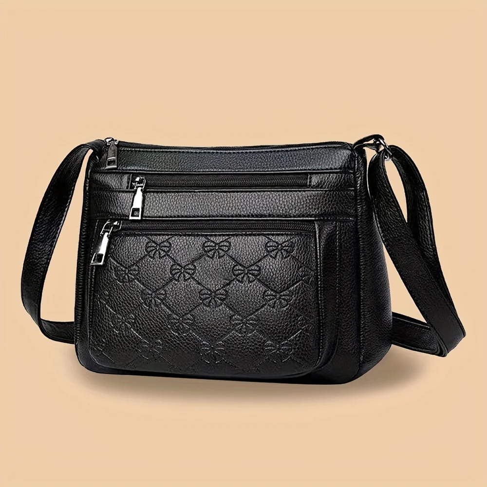 Sac à bandoulière en PU Bergame pour femme d'âge moyen, sac spinal, motif classique, initié unique, nouveau