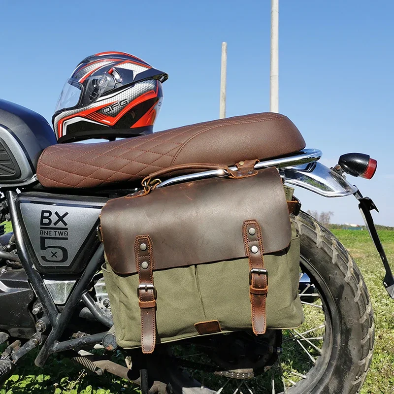sac de selle de moto en cuir rétro, sac latéral de moto étanche pour mv agusta kawasaki indian aprilia vespa