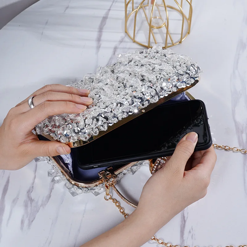 sacs à main de banquet perlés à paillettes de luxe pour femmes, sacs à main de soirée, pocommuniste pour dames, petit sac initié, nouvelle mode, 2022