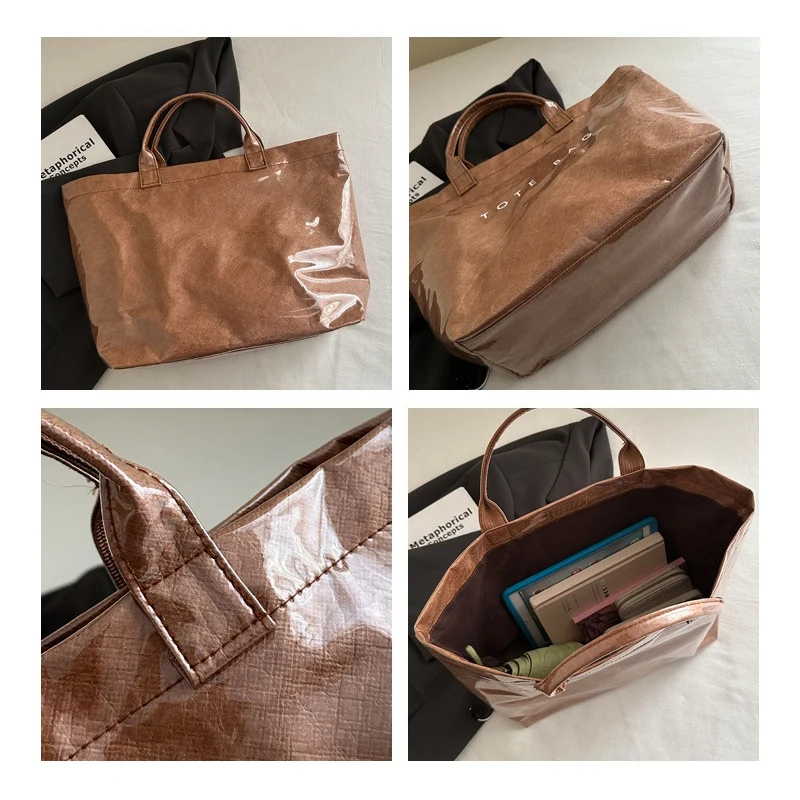 sac fourre tout, lettre rétro, sac à main polyvalent décontracté, minimaliste transparent, simple, banlieue, sac de grande capacité pour femmes