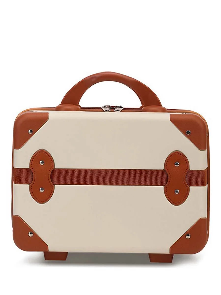 valise de maquillage vintage portable pour garçons et filles, étui de voyage extérieur, grande capacité, 14 ", nouveau