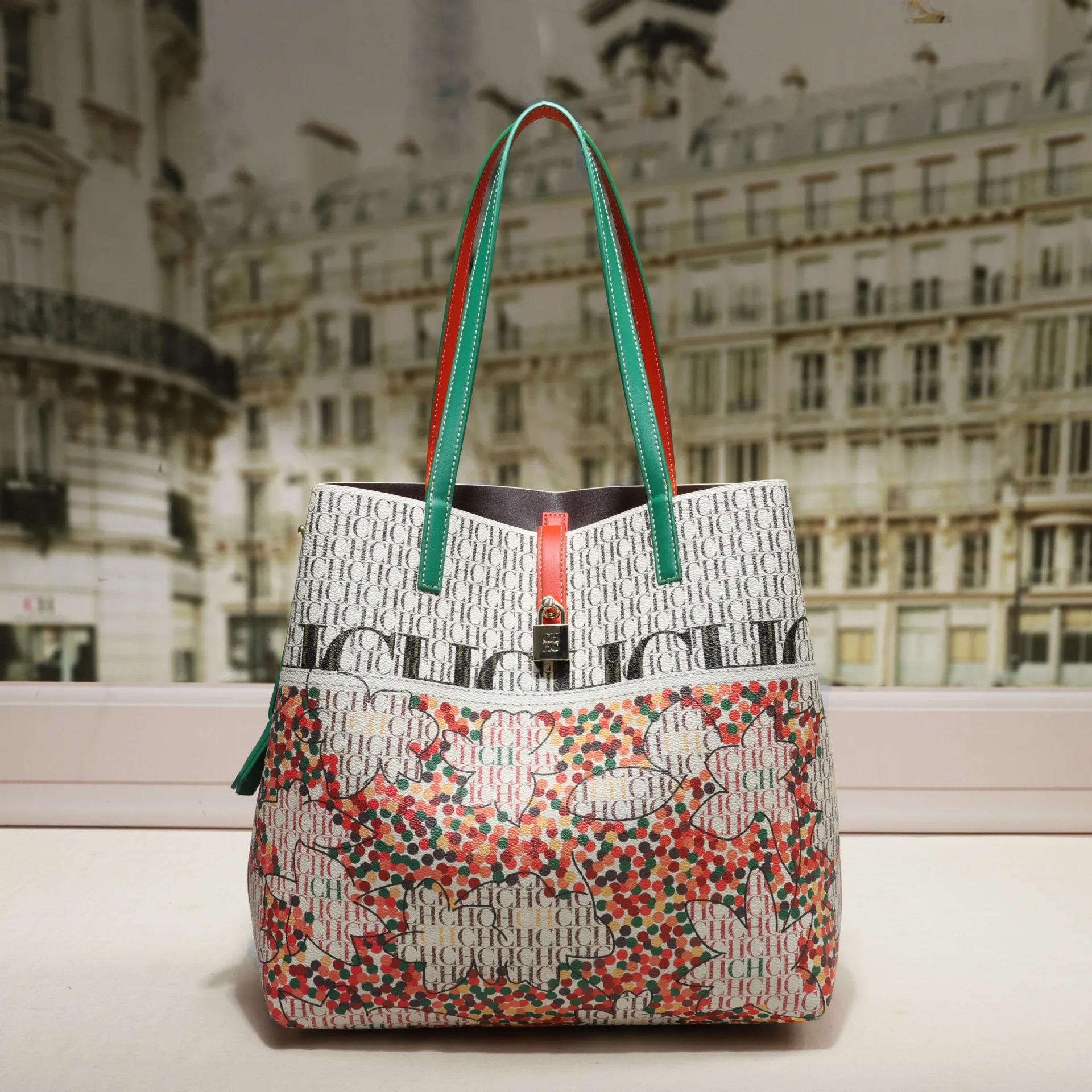 carolina herrera – sac seau tendance, fourre tout de style rétro, grande capacité, rue polyvalent, lettre imprimée, sac de luxe léger pour fille