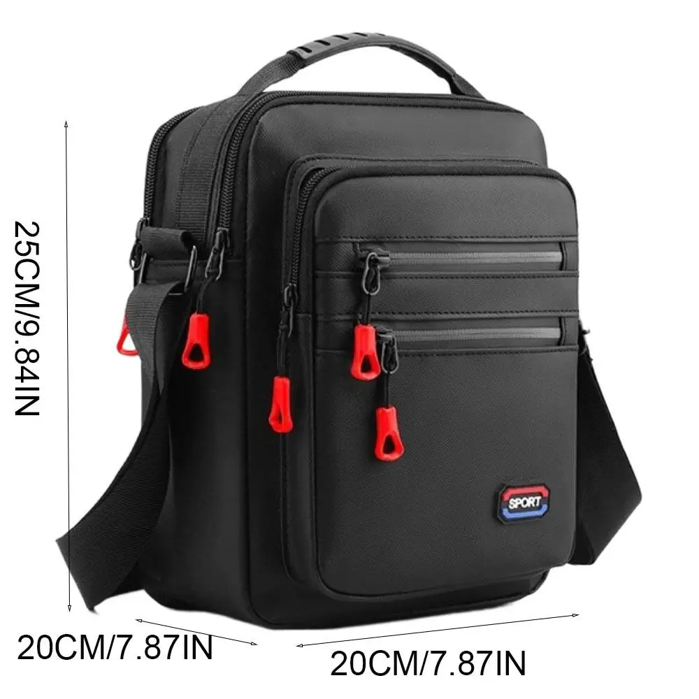 sac à bandoulière carré pour hommes, couleur unie, sac à bandoulière simple en nylon, grande capacité, multicouche, sacoche d'affaires, randonnée