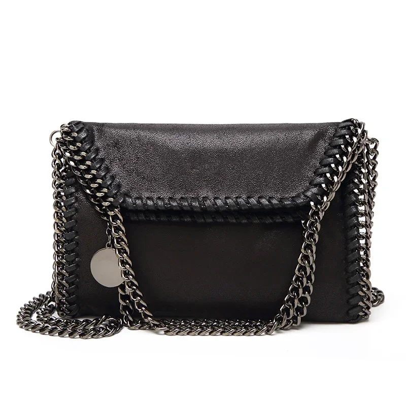 sacs à main à chaîne de styliste pour femmes, texture pvc, sac à bandoulière simple, fourre-tout à la mode, pochette pliante en fiber