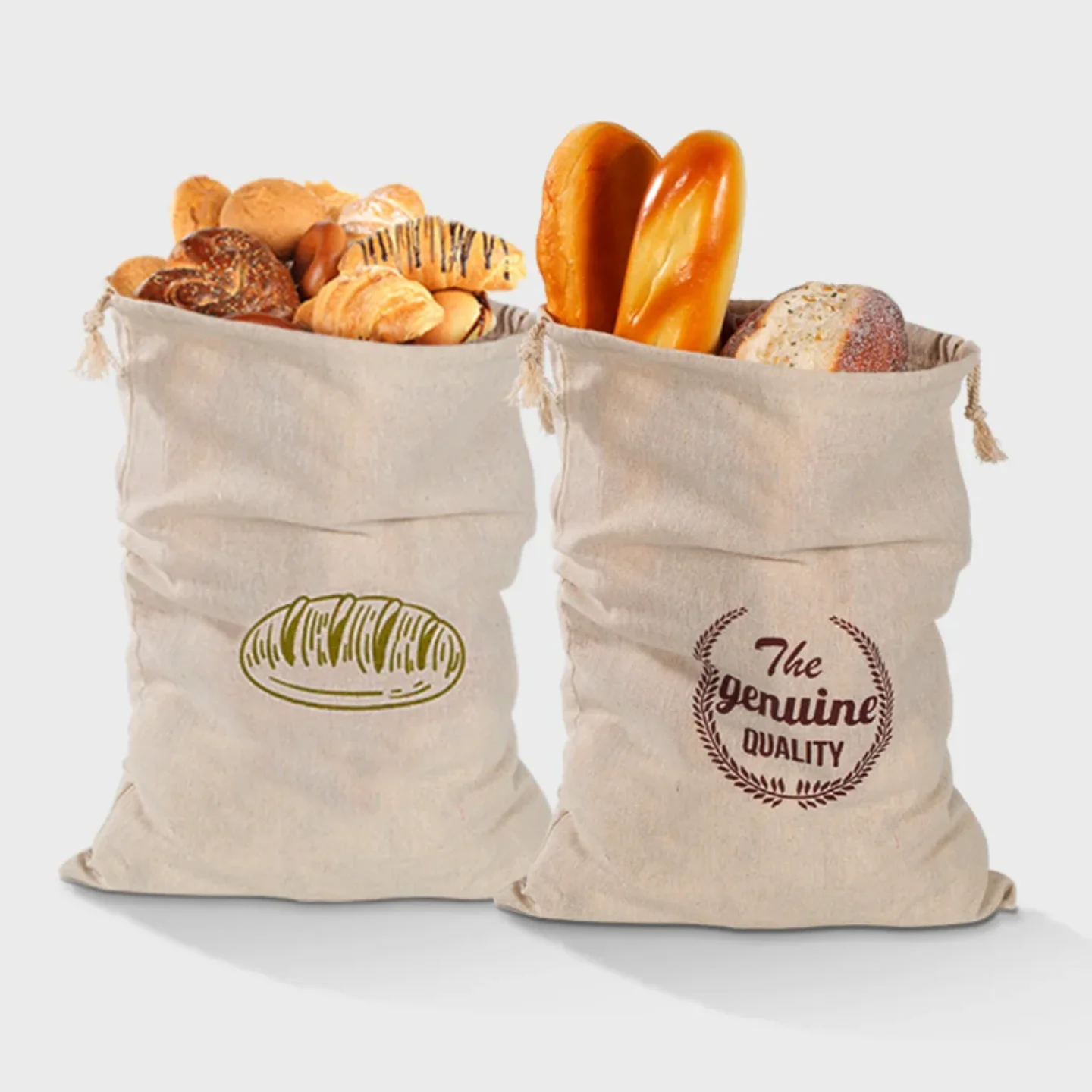 sacs à pain en lin, sac à cordon réutilisable pour pain, sac de rangement de pain artisanal fait maison, sacs à pain en lin pour baguette