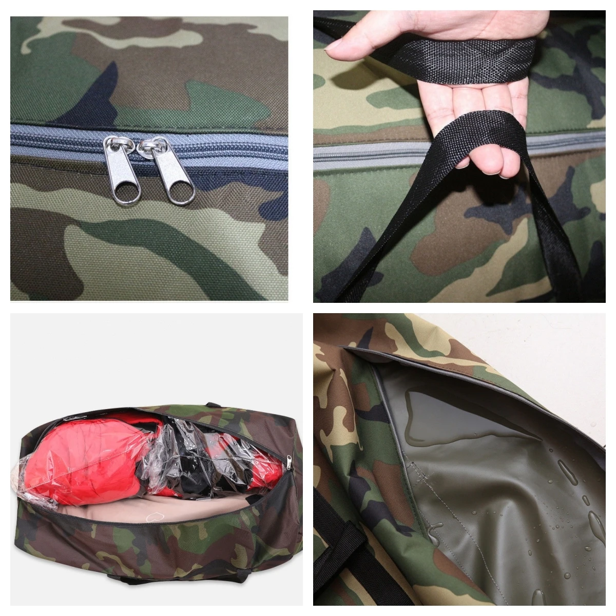grand sac de camouflage pour maison mobile, grand sac épais et imperméable en tissu oxford, artefact mobile, grand rangement tissé, sac de voyage pour hommes 180l