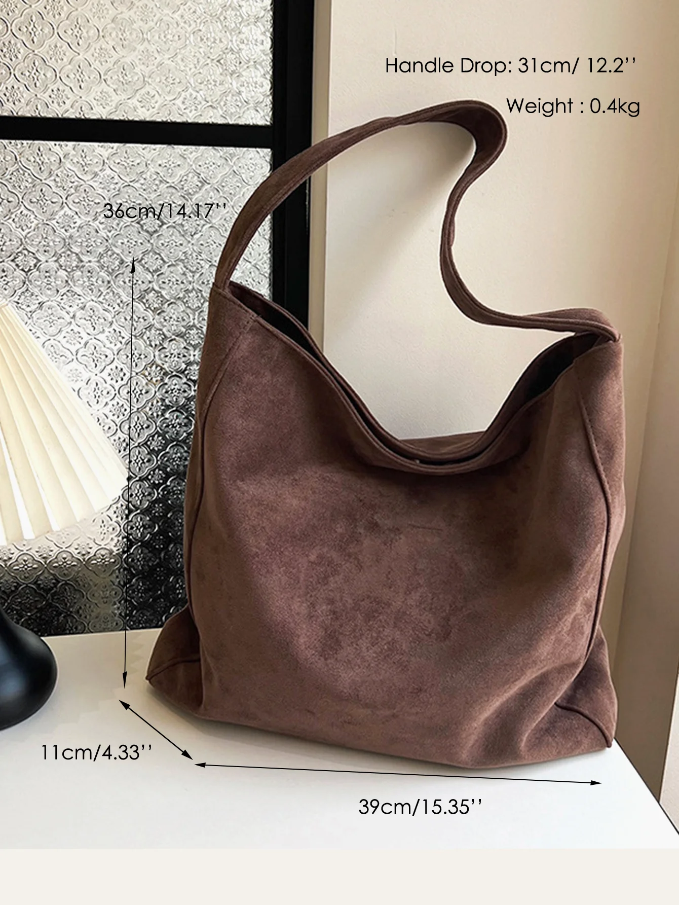 slouchy sac maillard décontracté pour femme, tissu doux en faux daim, aimant, grande capacité, hobo initiated bag, commute shopping
