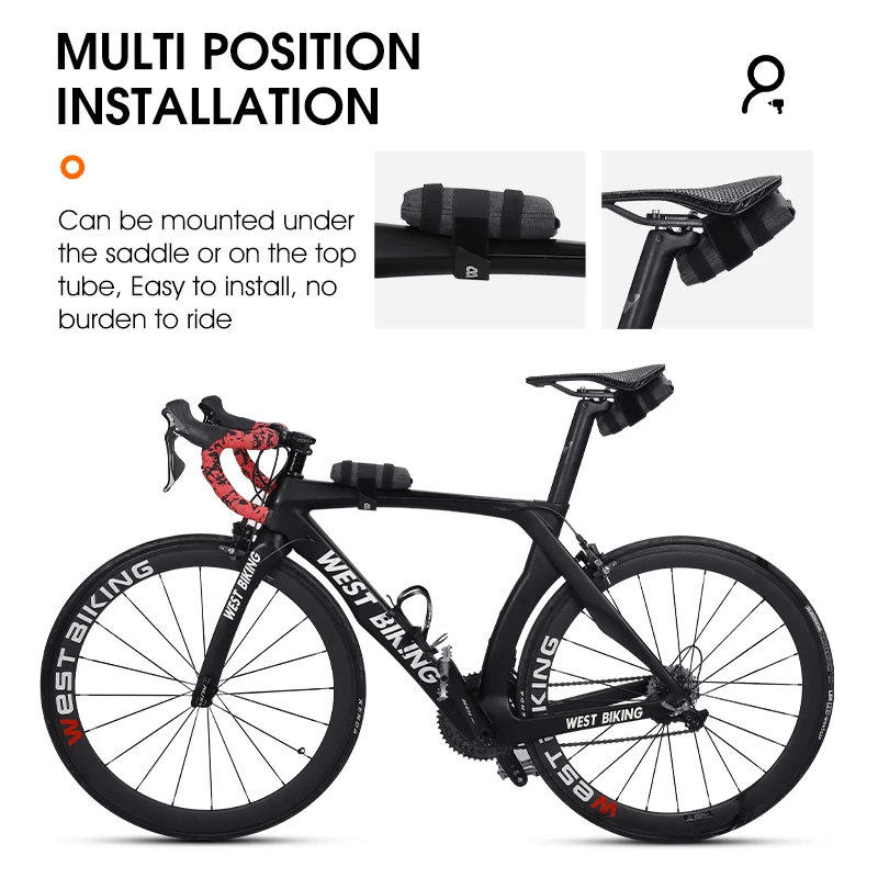 west biking – sac de selle de vélo, sac à roulettes sous le siège, sac de cyclisme, accessoire de vélo pour vélo