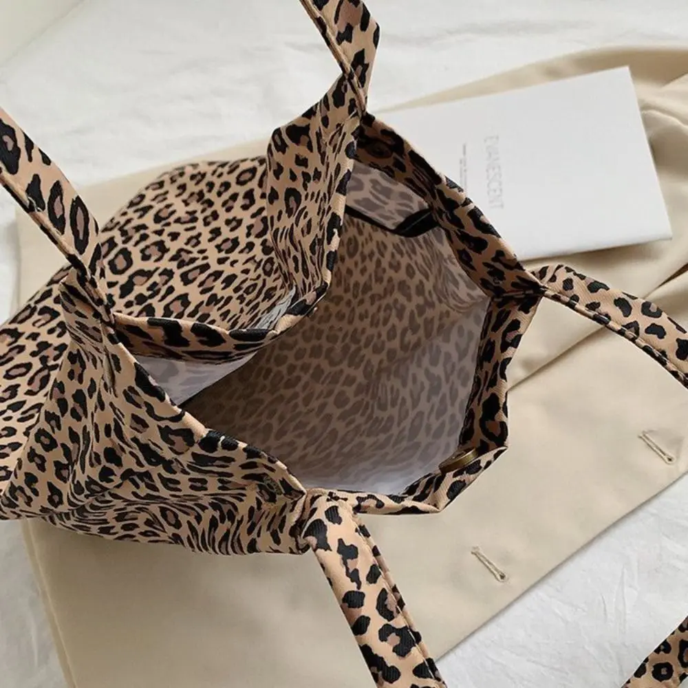 grand sac fourre tout décontracté pour femme, sac en toile léopard, sac à provisions, sac à main imprimé étudiant, chic, initié, nouveau