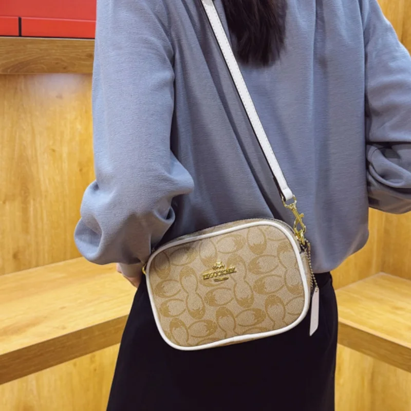 petit sac carré de style classique – sac d'affaires polyvalent imprimé rétro avec bandoulière et grande capacité