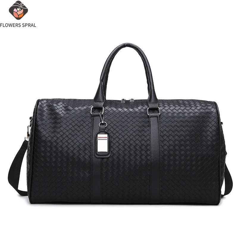 sac de voyage de grande capacité, en cuir pu, conçu comme un sac à bandoulière simple/double, sac de voyage multifonctionnel