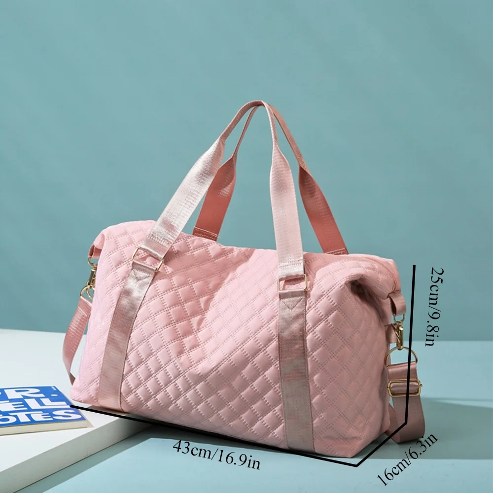 sac de week end matelassé pour femme, sac polochon de voyage, sac à main de nuit, sac fourre tout de gym avec poche arrière, sac de voyage de grande capacité