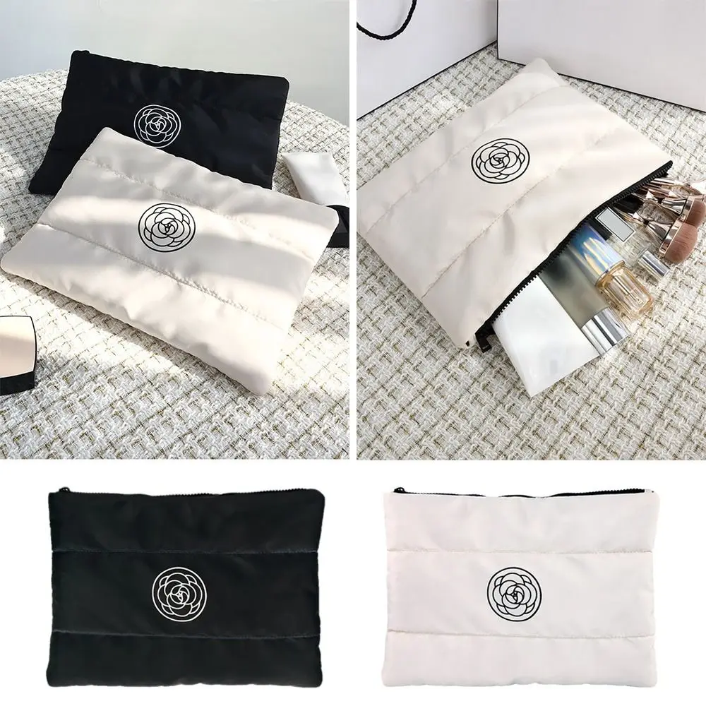 Trousse de maquillage florale en coton portable, sac de rangement cosmétique matelassé de grande capacité, trousse de toilette de voyage solide pour documents, nouveau