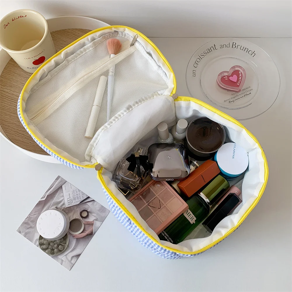 trousse de maquillage, sacs à cosmétiques pour femmes, ensemble de trousse de maquillage de voyage matelassée, trousse de toilette en coton mignonne, pochette de rangement pour sac à main
