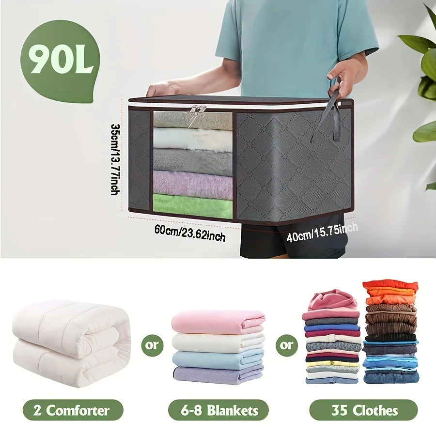 sac de rangement pour couette, boîte d'organisation, sac d'organisation pour vêtements en tissu pliable pour couette, couverture, literie et vêtements, 3 pièces/6 pièces, m