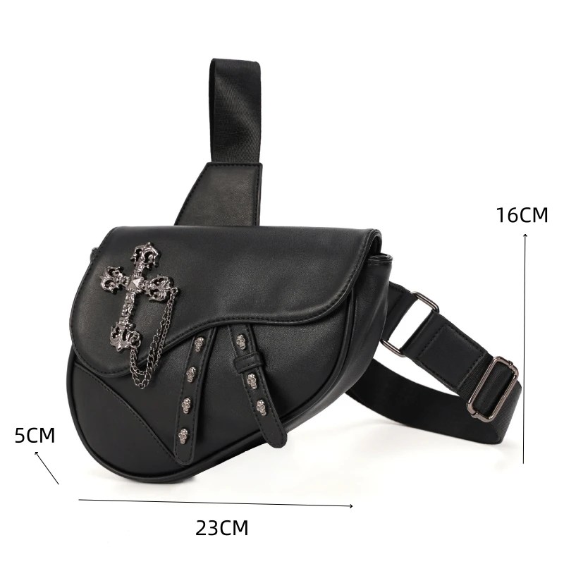 sacs à bandoulière en cuir pu pour hommes, sac de dégager rivet, sac de poitrine à rabat initié, design de marque de luxe, mode hip hop