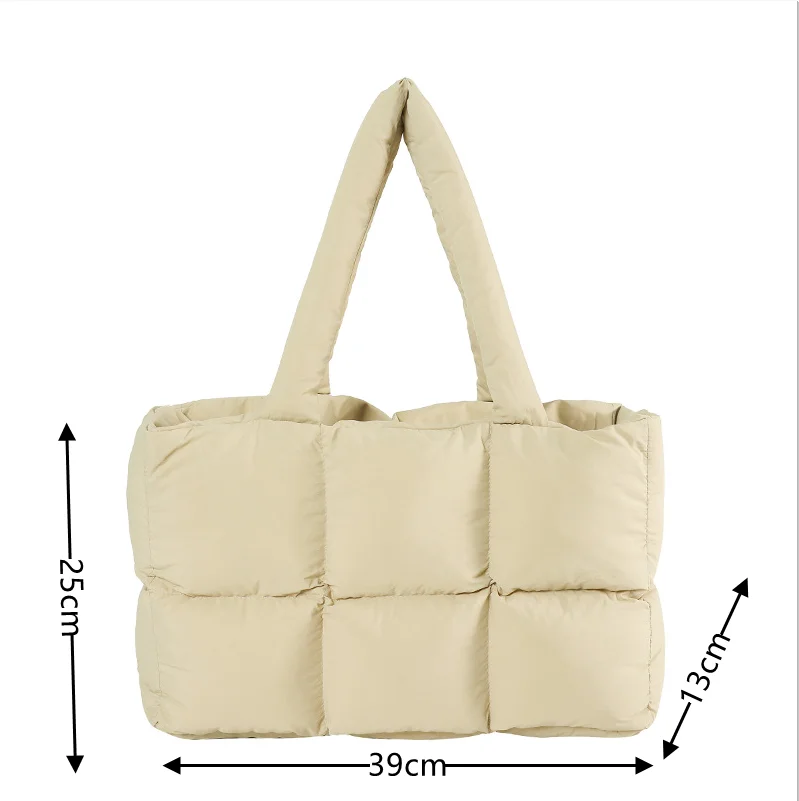 sacs fourre tout matelassés en coton pour femmes, sacs à main de grande capacité, sac à provisions, designer, hiver