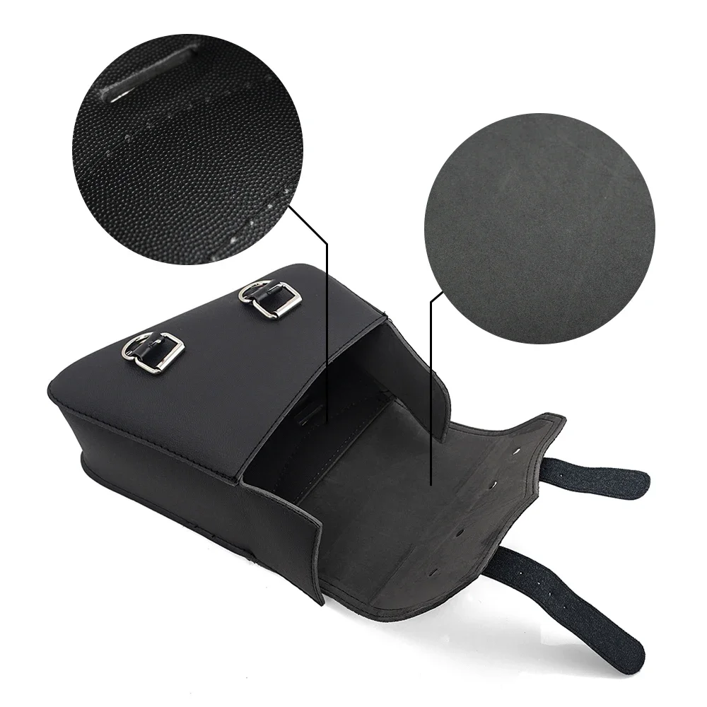 sacs de selle latéraux de moto en cuir pu, sac à outils à bras oscillant, porte bouteille, café racer, sac de rangement étanche pour cruiser