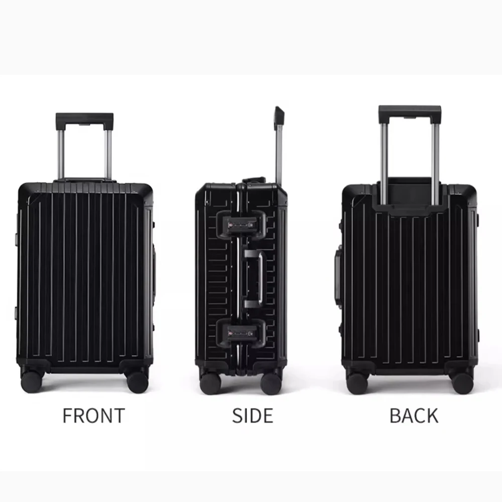 nouveau style tout en aluminium 20 "24" 28 "pouces valise de voyage continuer valise de luxe sac de chariot en métal roues universelles