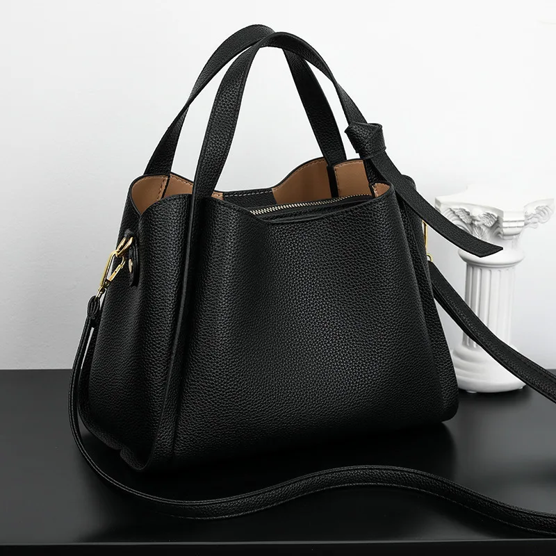 sac à main pour femme en cuir souple 2025, sac à bandoulière élégant et polyvalent de style panier avec option bandoulière, fourre tout seau élégant.
